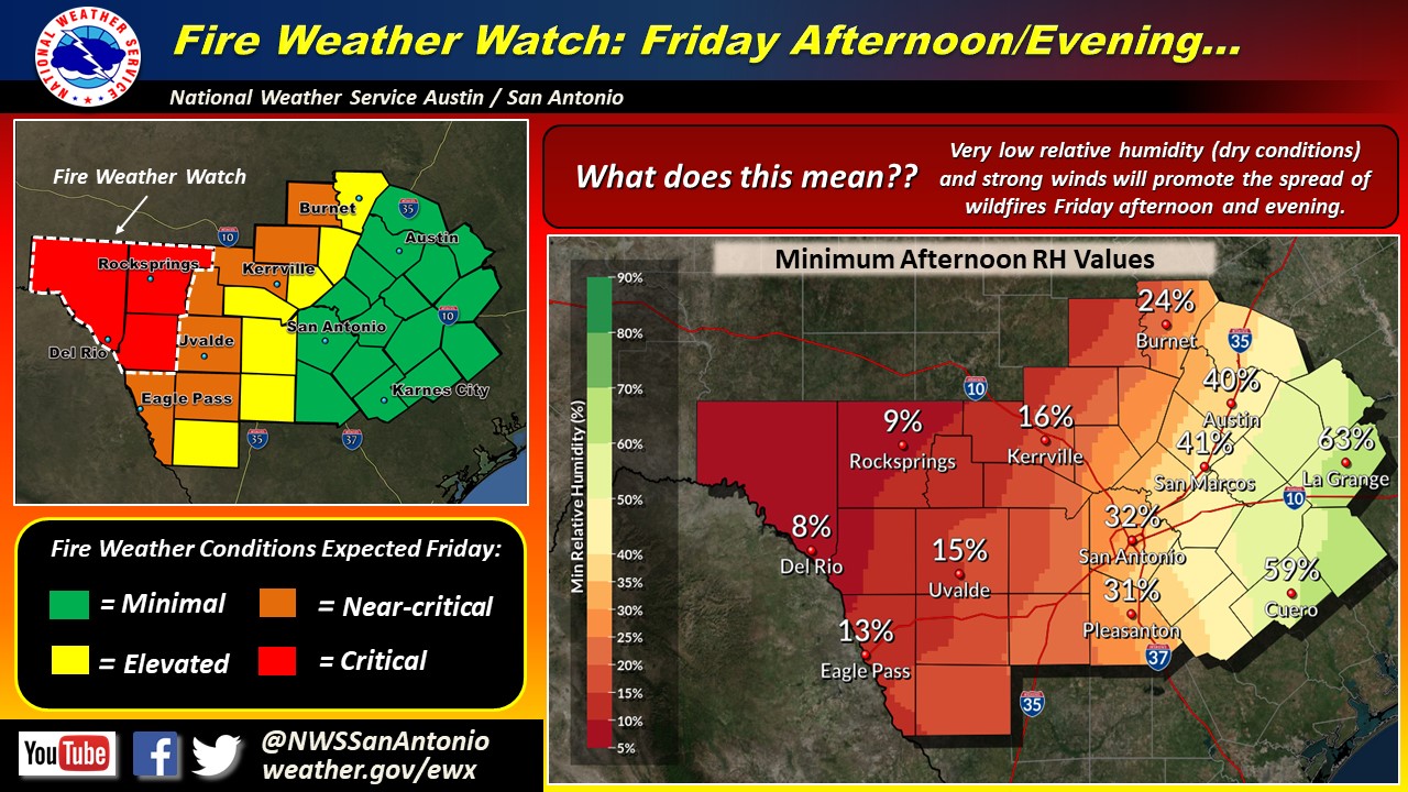 NWS 2inch hail, 'critical fire weather' possible in San Antonio area