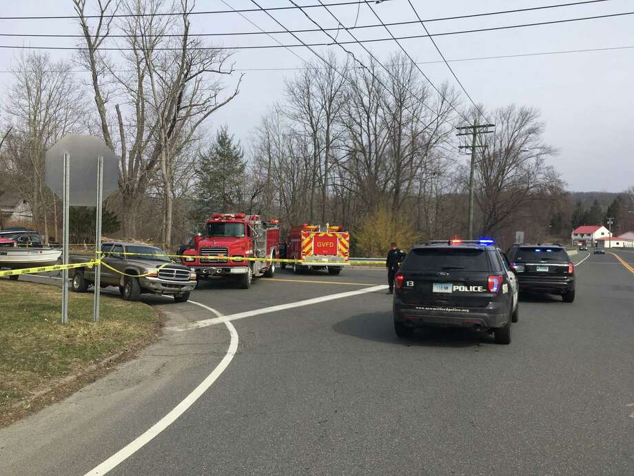Police are investigating an apparent shooting near the intersection of Route 55 and Route 7 this morning. Police have blocked off the intersection and asked people to avoid the area. Photo: Dirk Perrefort /Hearst Connecticut Media