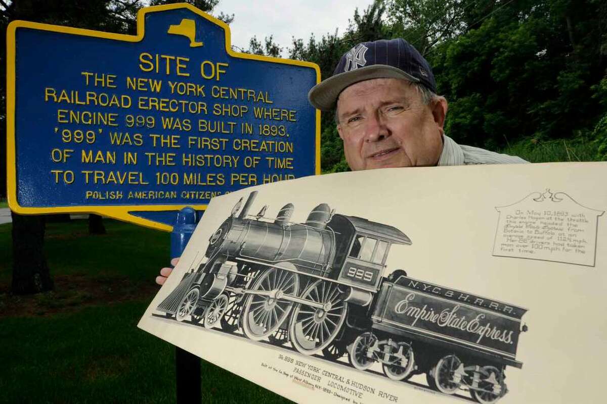 Railroad historian Richard J. Barrett stands at the site of the former New York Central Railroad Erector Shop where the historic engine #999 was built -- the first locomotive to top the 100 mph. The Capital Region greatly influenced the rail industry, and the industry was an huge employer here in the early to mid-1900s. ( Michael P. Farrell / Times Union )