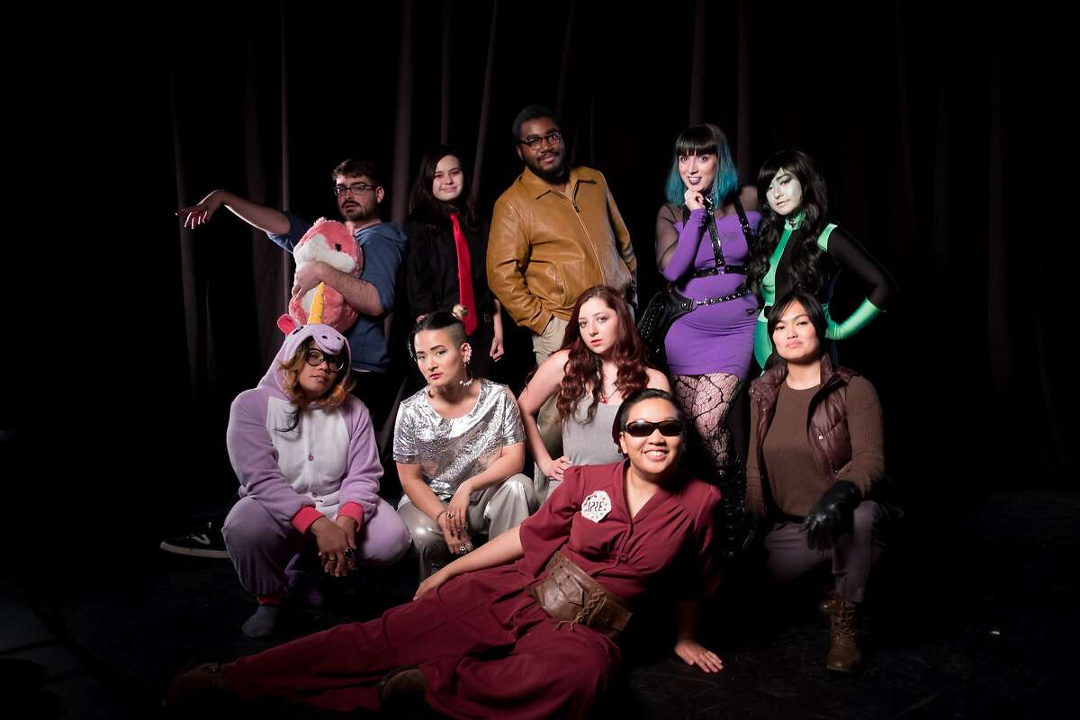 Ensemble members of "The Geek Show 2: BindleCon" at Bindlestiff Studio. Top from left: Tim Berteaux, Isabelle Whitworth, Brandon Sharpe, Sasha Cardinale-Weinberg and Jun Shena; middle from left: Mary Grace Burns, Joyce Yin, Gabby Rose and Raisa Donato; front: Sofia Lee Chanco.