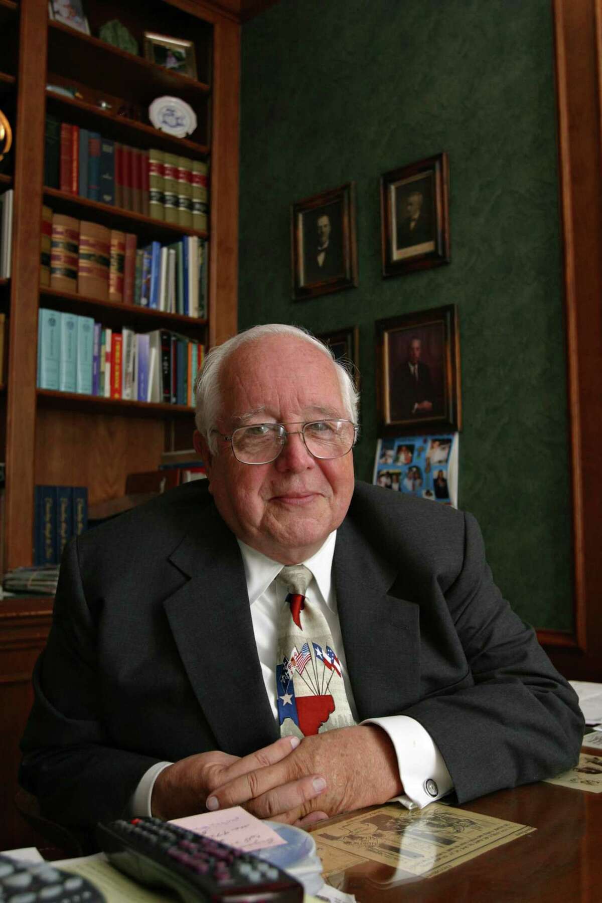** ADVANCE FOR FRIDAY AMS, JUNE 4 **Former Judge Paul Pressler, who played a leading role in wresting control of the Southern Baptist Convention from moderates in 1979, poses for a photo in his home in Houston May 30, 2004. (AP Photo /Michael Stravato) HOUCHRON CAPTION (06/15/2004): Retired Judge Paul Pressler of Houston, and the Rev. Paige Patterson (NOT PICTURED) of Forth Worth, steered the Southern Baptist Convention to the right.