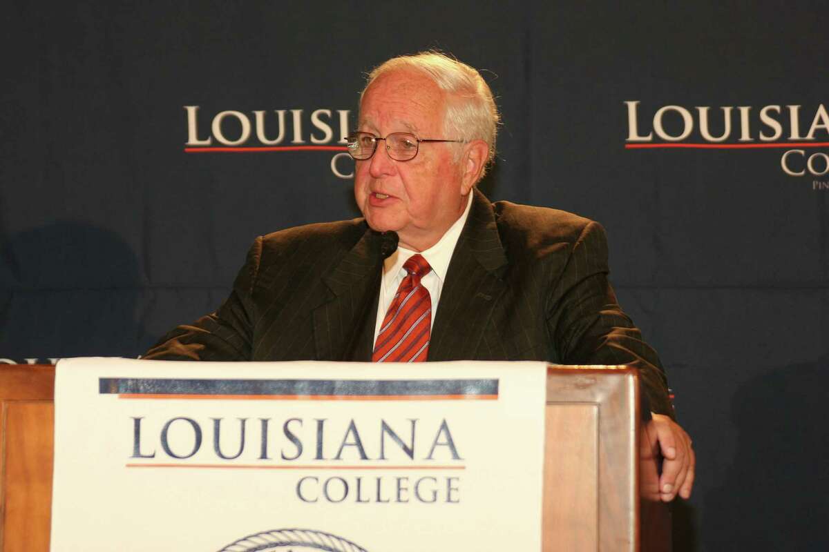 Then-Judge Paul Pressler addresses the audience at Louisiana College in Pineville, La. on Aug. 16, 2007.