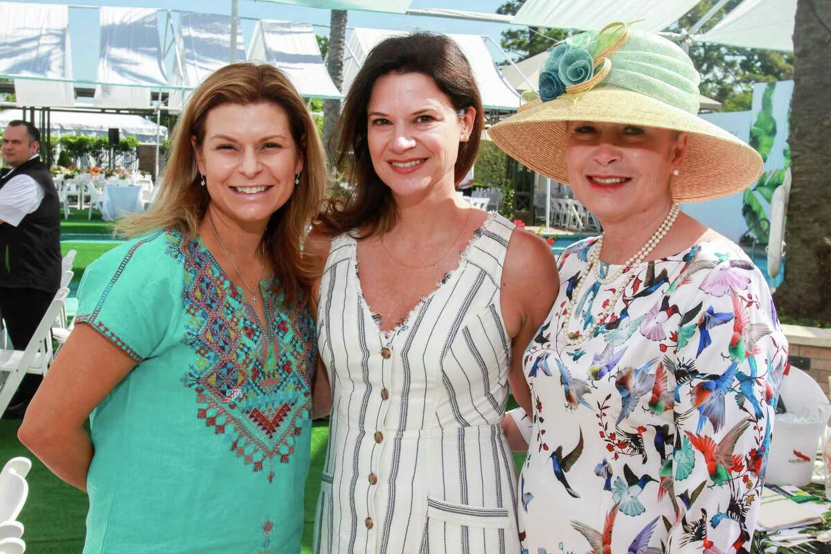 Misty Weihs, from left, Jennifer Baker and Kathleen Mach at the Clay Court Tennis Fashion Show luncheon at River Oaks Country Club.