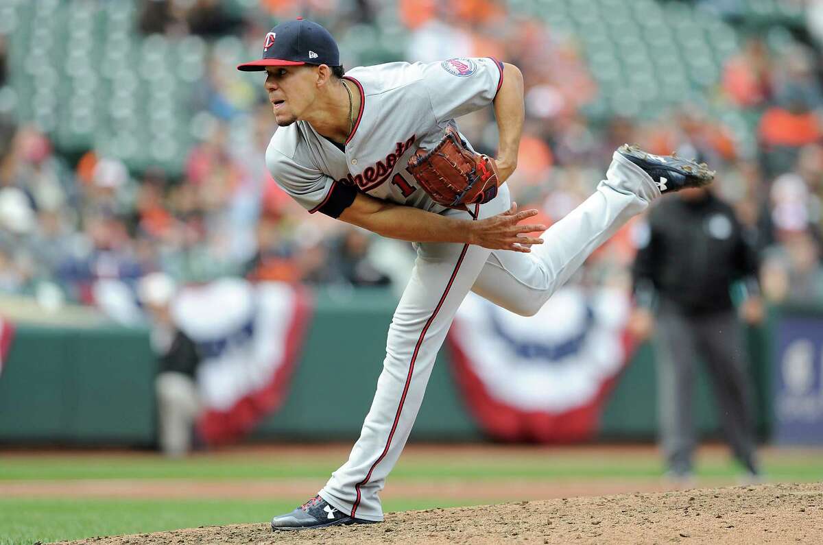 BALTIMORE, MD - APRIL 01: Jose Berrios #17 of the Minnesota Twins pitches in the ninth inning against the Baltimore Orioles at Oriole Park at Camden Yards on April 1, 2018 in Baltimore, Maryland. Berrios threw a complete game shutout. (Photo by Greg Fiume/Getty Images)