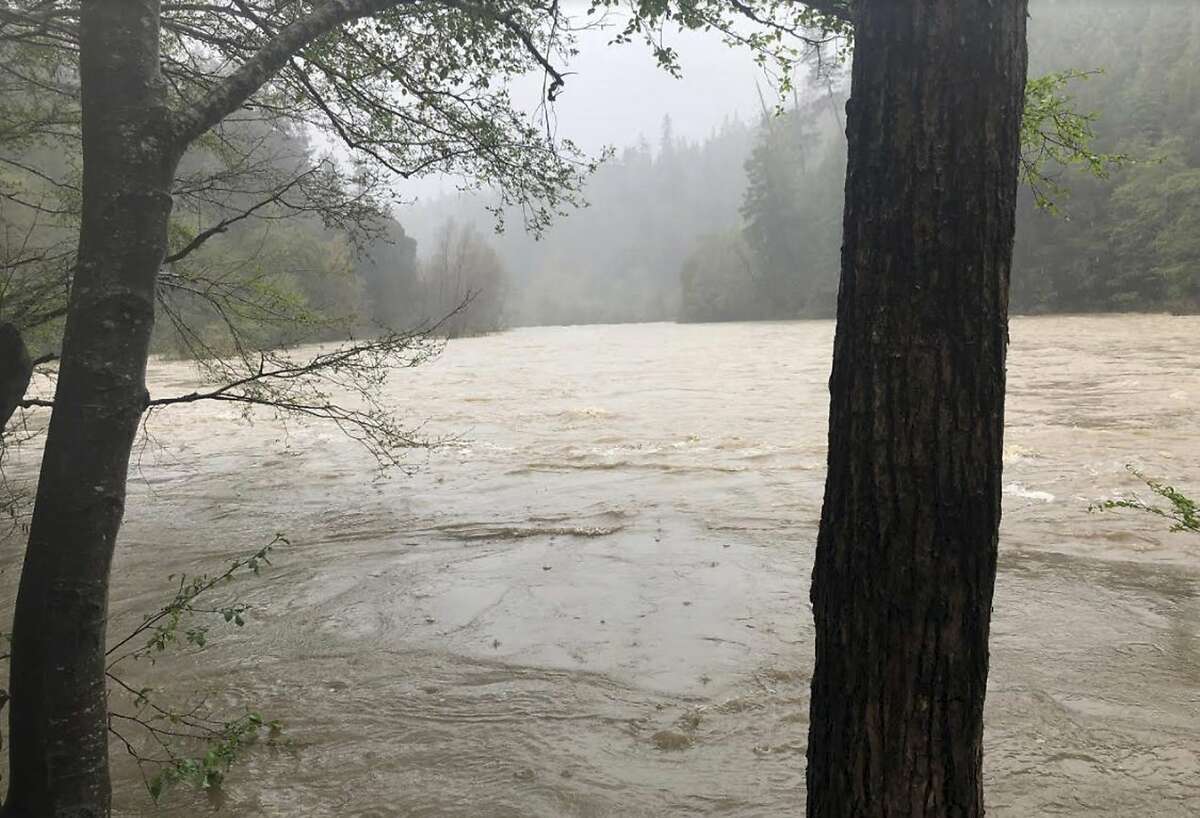 In this photo released Thursday, April 12, 2018, by The Mendocino County Sheriff's Office is the Eel River in Northern California. The Mendocino County Sheriff's Office says recovered debris and personal items confirm that a vehicle seen plunging into a storm-swollen river last week belonged to a family that went missing. A sheriff's office statement Thursday, April 12, 2018, says the vehicle and its occupants haven't been located in the Eel River but searchers have found numerous items from the vehicle's body and interior. They say the items are consistent with a family on vacation and unspecified items were identified by relatives of the Thottapilly family. (Lt. Shannon Barney/Mendocino County Sheriff's Office via AP)