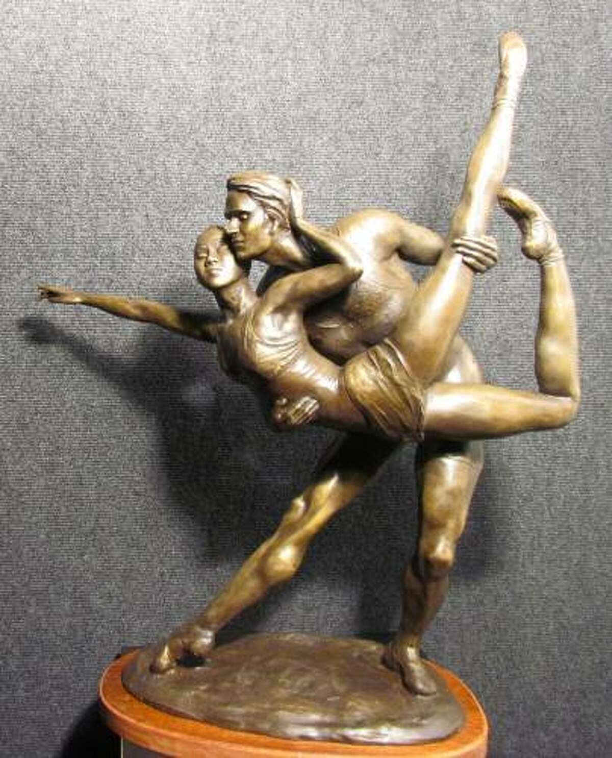 A bronze sculpture titled "Peter and Nao" by Houston sculptor Lori Betz, and is a sample of the work she will be displaying at the April 20 Grand Opening of the Glade Cultural Center in The Woodlands.   