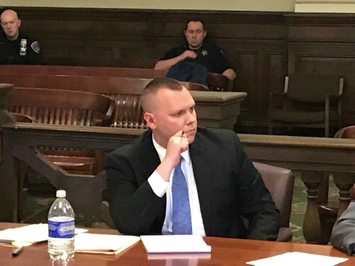 Assistant District Attorney Carl Rosenkranz listens in Rensselaer County Court Tuesday during the trial of Anthony M. "Mike" Rickett who is accused with fatally stabbing Leonard "G" Ellis in July 2017.