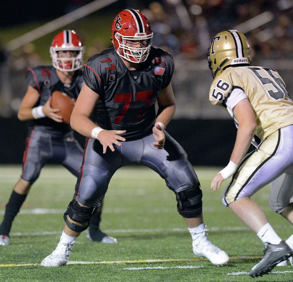 New Canaan defeated Trumbull 61-14 in a FCIAC varsity football game in New Canaan, Connecticut on Friday, Sept. 22, 2017.