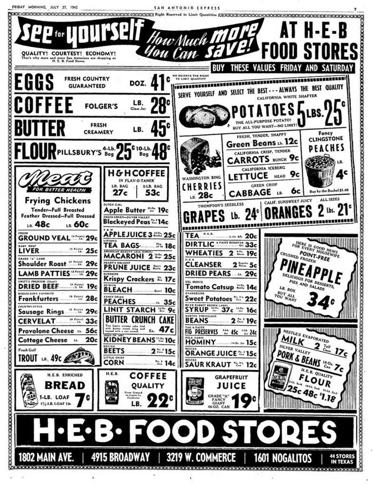 Express-News Archives Provide A Look Back At Early H-E-B Ads