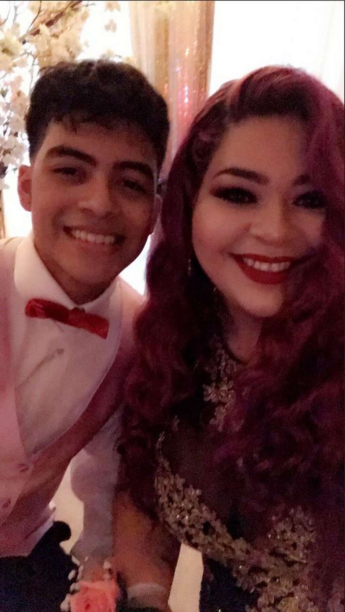 Joe Moreno, 18, and his mother Vanessa Moreno at the Collegiate High School prom in Corpus Christi on April 13, 2018.