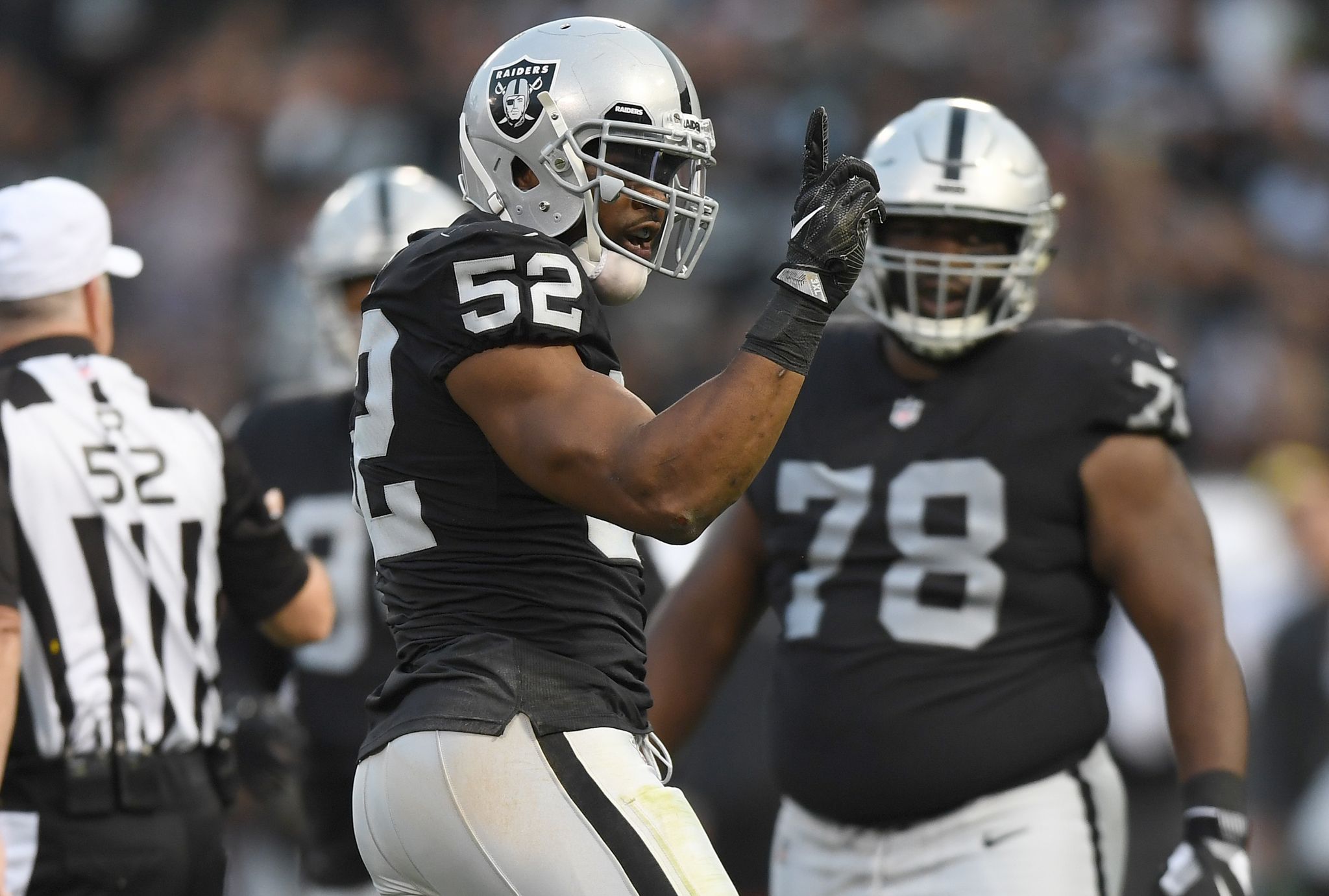 The new #52 Khalil Mack  Oakland raiders logo, Oakland raiders football,  Raiders football