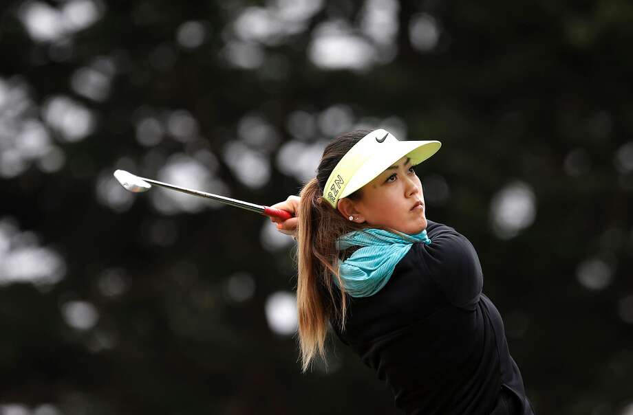 michelle wie hits a six irons to the par-3 fifthteenth hole