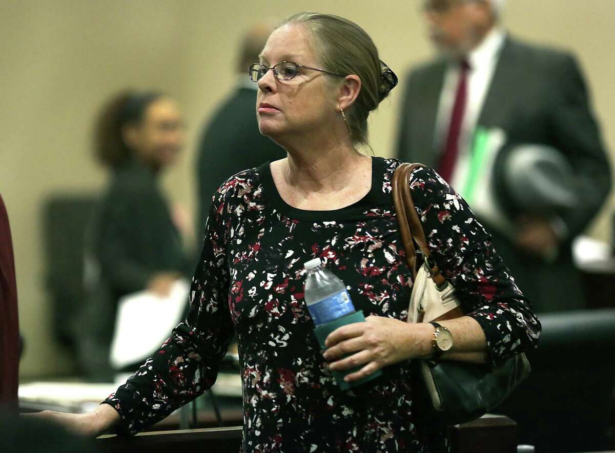 Connie Weeks arrives at the Cadena-Reeves Justice Center for a hearing concerning convicted baby killer Genene Jones for a speedy trial on Wednesday, April 18, 2018.