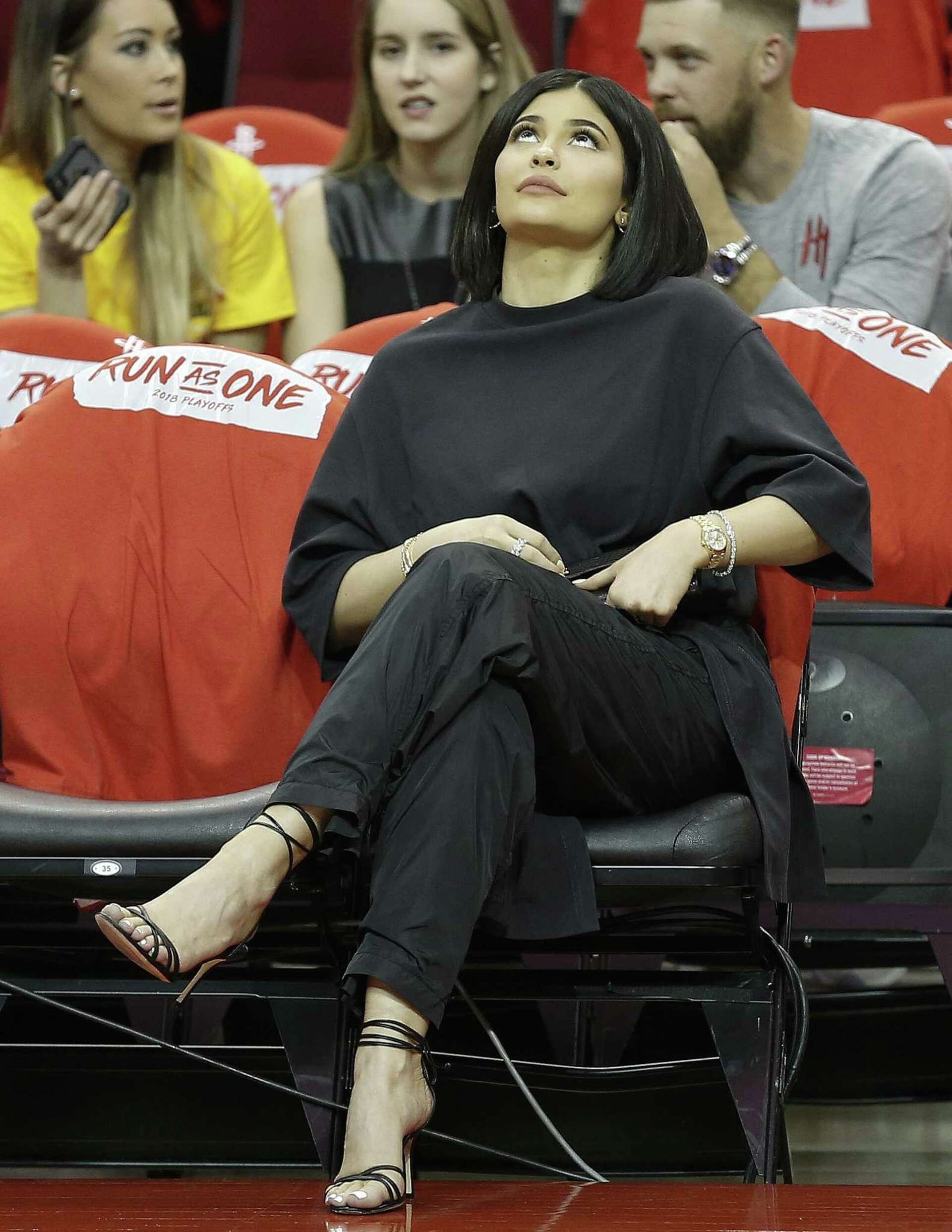 Kylie Jenner, Travis Scott sit courtside at Rockets playoff game