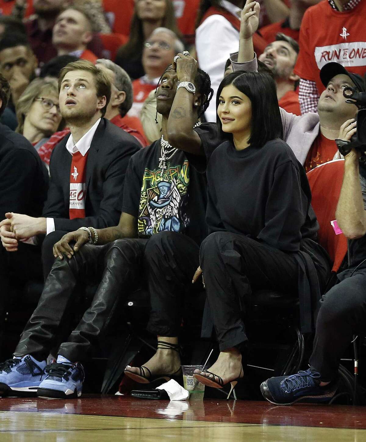 Kylie Jenner, Travis Scott sit courtside at Rockets playoff game