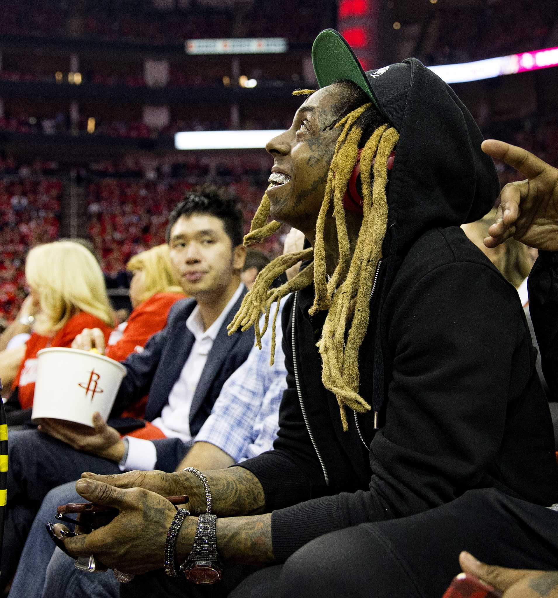 Kylie Jenner, Travis Scott sit courtside at Rockets playoff game