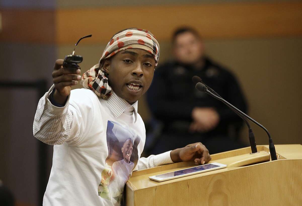 Ste’Vante Clark, older brother of Stephon Clark, who Sacramento police shot and killed, speaks at a City Council meeting.