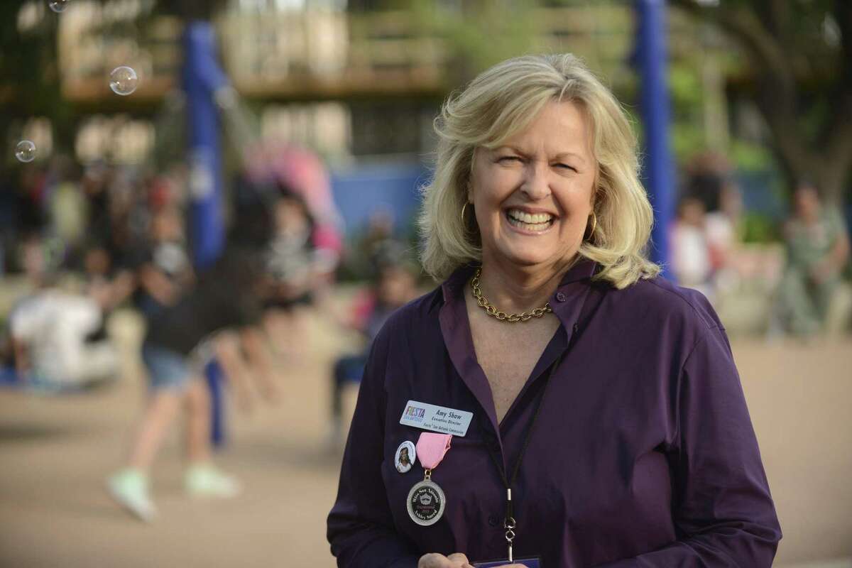 Amy Shaw is the executive director of the Fiesta San Antonio Commission, which plans, promotes and coordinates Fiesta. She is shown at Hemisfair during Fiesta Fiesta 2018.
