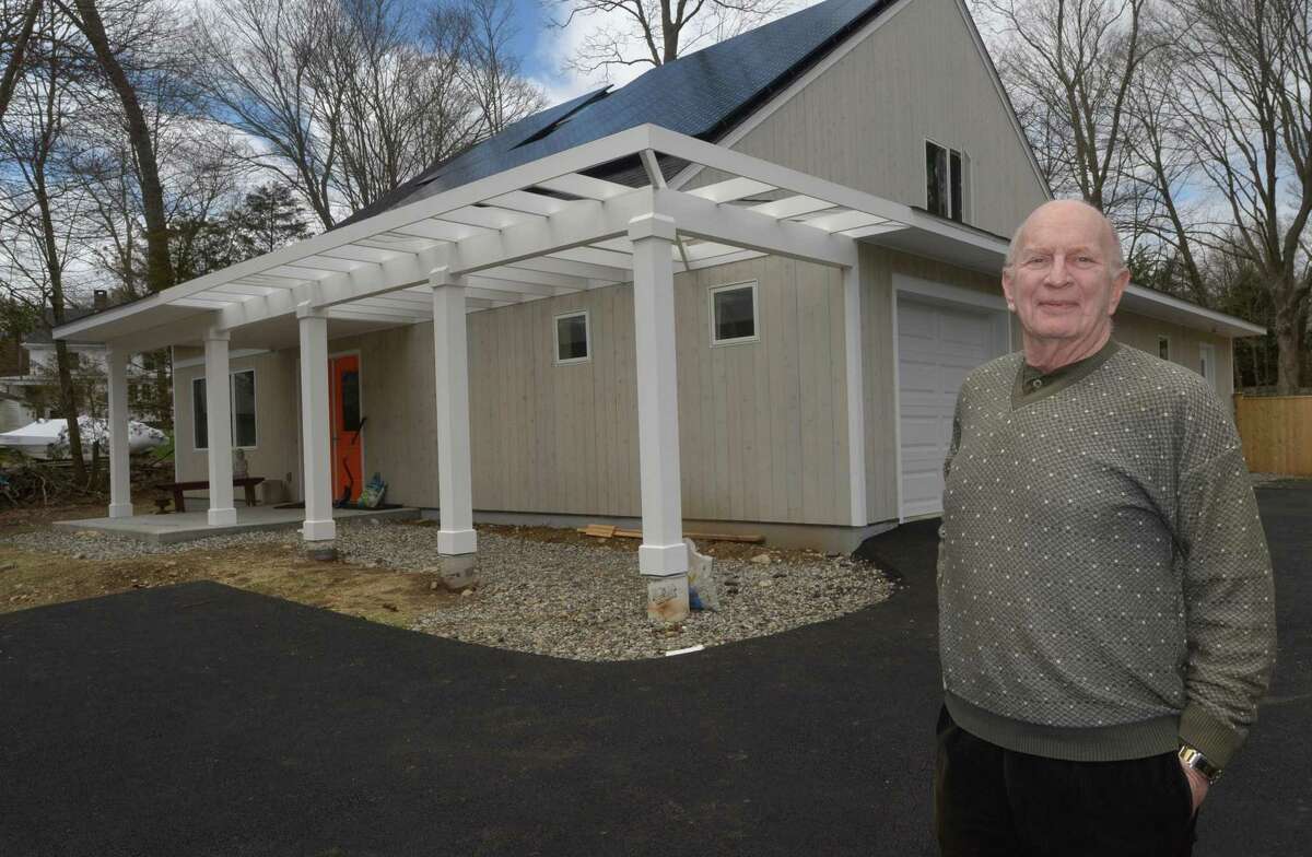 Architect Jan Degenschein describes the elements of his "passive" house construction Wednesday, April 18, 2018, at 407 Newtown Ave. in Norwalk, Conn. "Passive" house construction is becoming more mainstream in the building community.