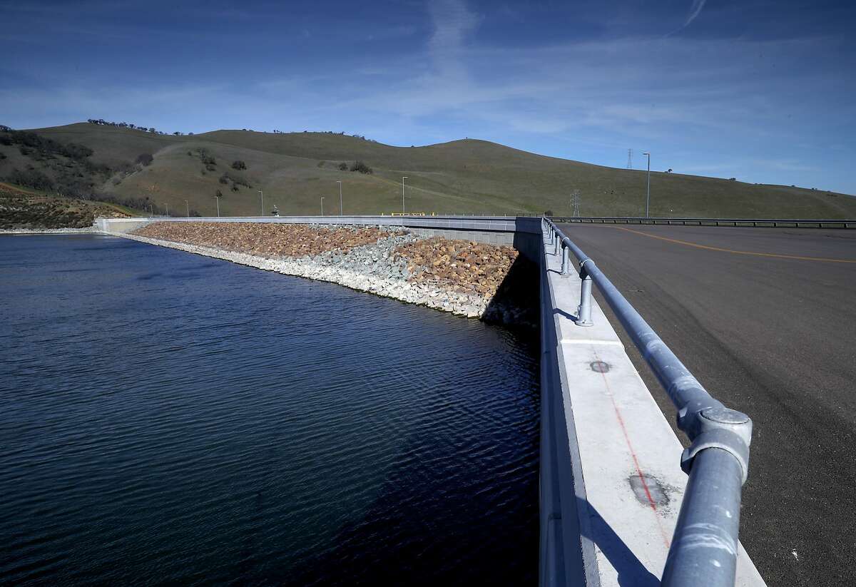 The dam at Los Vaqueros Reservoir in Brentwood, Calif., on Friday Feb. 2, 2018. More than a dozen local water agencies are trying to tap a windfall of state funds to expand Los Vaqueros Reservoir into a regional giant that serves San Francisco and Silicon Valley.