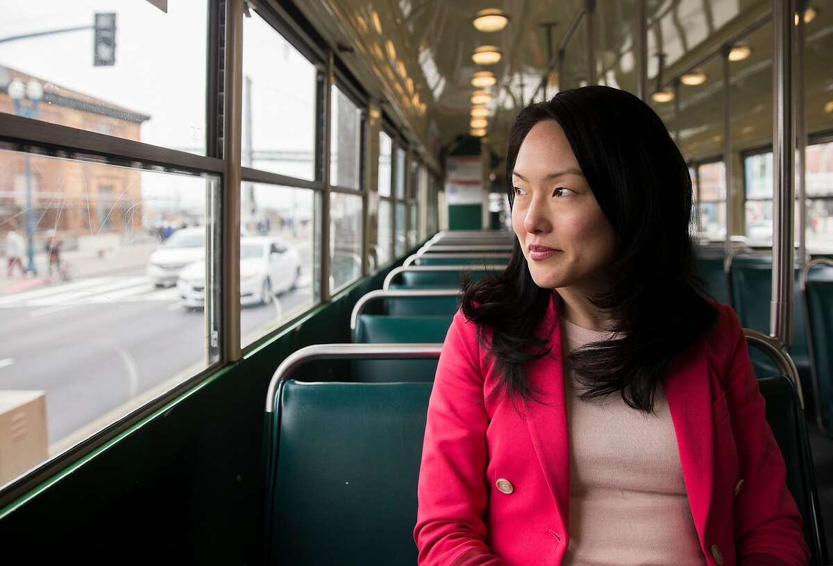 Mayoral candidate and District 6 Supervisor Jane Kim poses for a portrait along the E Line on the Embarcadero Wednesday, April 18, 2018 in San Francisco, Calif.