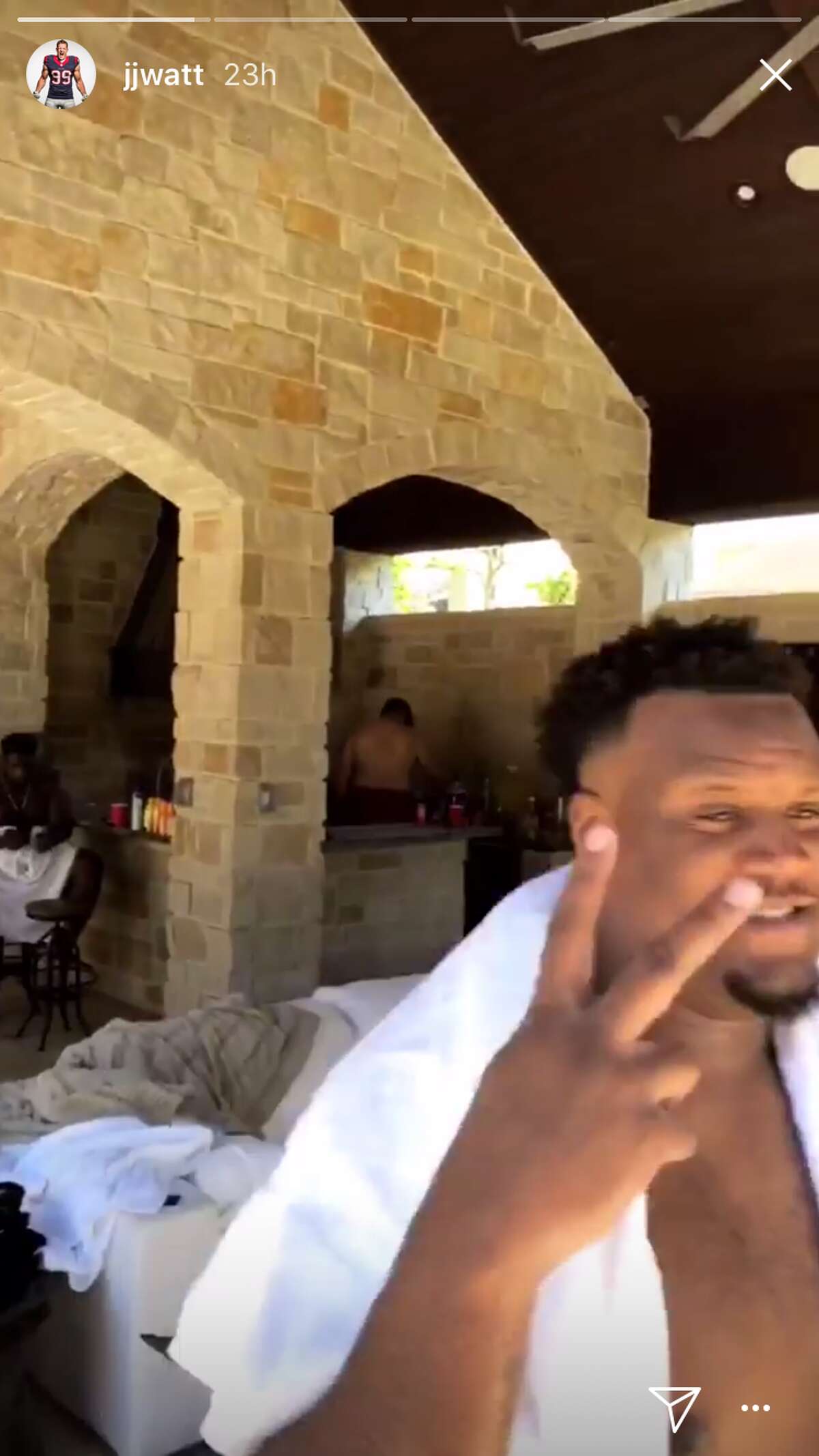 J.J Watt threw an epic pool party for his teammates and posted clips of the fun to his Insta Story.