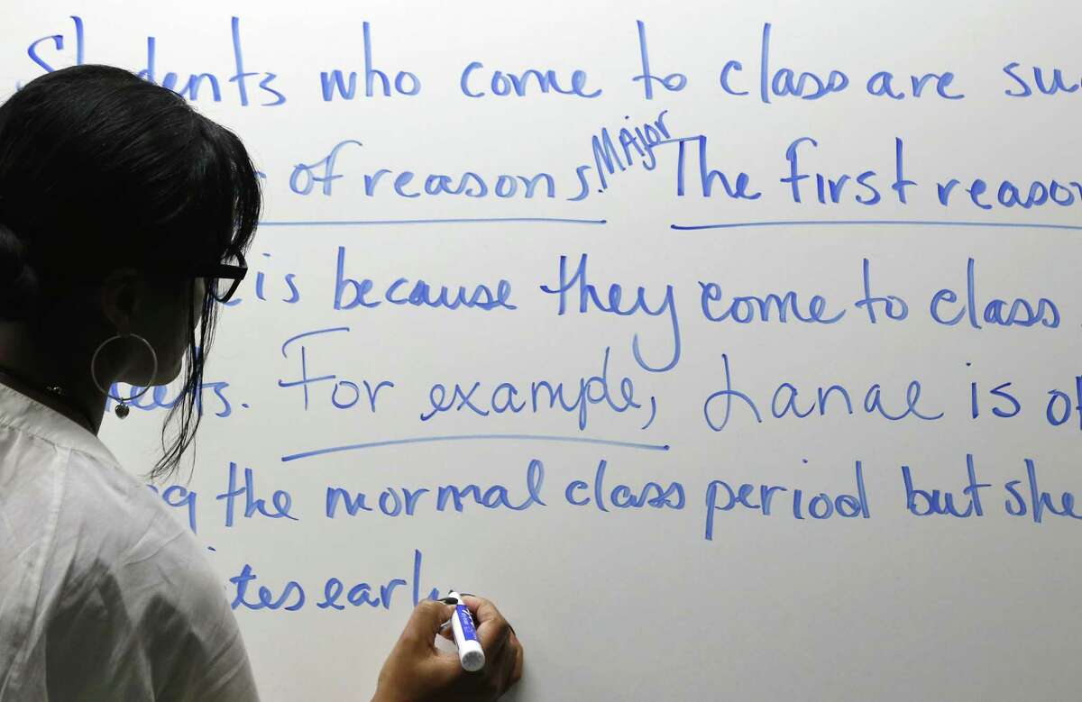 A professor teaches remedial English at Baltimore City Community College. In Texas, “corequisites” courses will replace such classes. Students will take these these classes while enrolled in college courses.