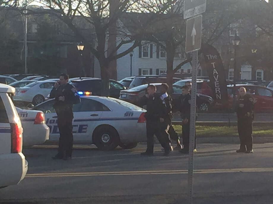 Colonie police arrested two people in a dramatic traffic stop Sunday evening.