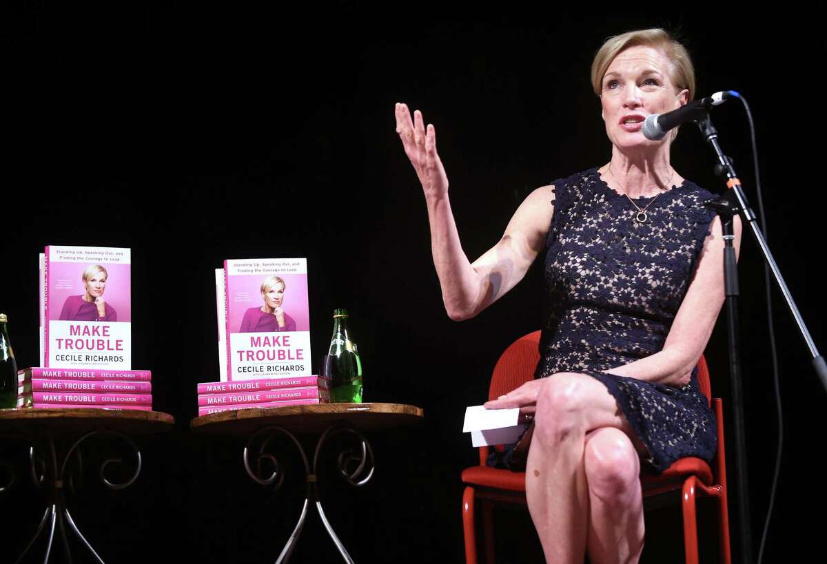 Cecile Richards, president of Planned Parenthood Federation of America, speaks with Teresa Younger (not pictured), president of Ms. Foundation for Women, about her memoir, “Making Trouble,” at Cooperative Arts and Humanities High School in New Haven on Sunday.