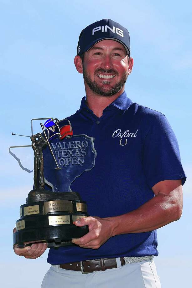 SAN ANTONIO, TX - APRIL 22:  Andrew Landry holds the Valero Texas Open trophy for a photo after the final round of the Valero Texas Open at TPC San Antonio AT&T Oaks Course on April 22, 2018 in San Antonio, Texas.  (Photo by Tom Pennington/Getty Images) Photo: Tom Pennington / 2018 Getty Images