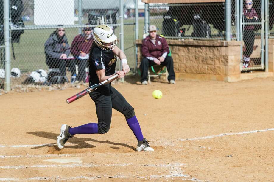 Ballston Spa's Ana Gold hits the ball during the softball game against Colonie Central at Colonie Monday, April 9th, 2018. Photo By Eric Jenks Photo: Eric Jenks / Eric Jenks 2018