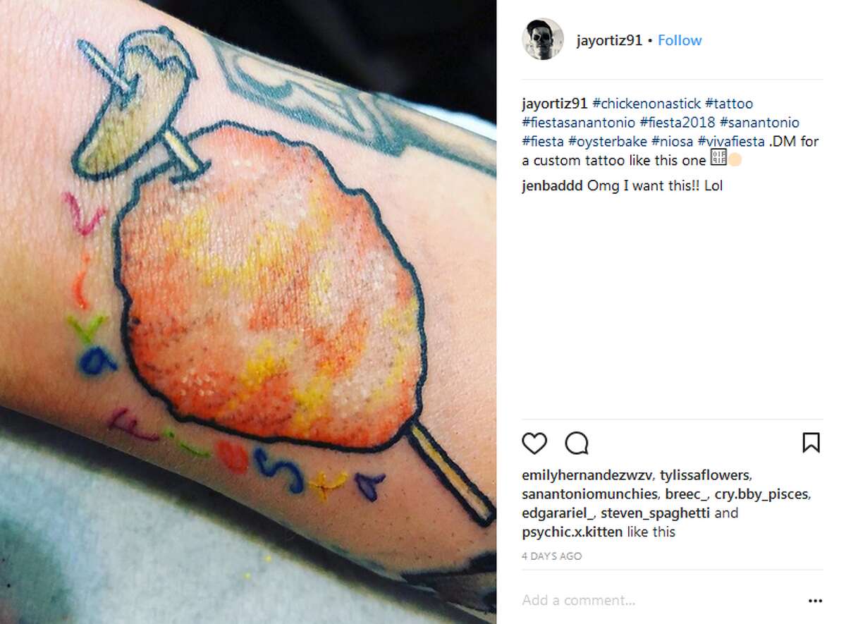 Chicken-on-a-stick tattoo Instagram user @jayortiz91 posted this permanent ode to chicken-on-a-stick.