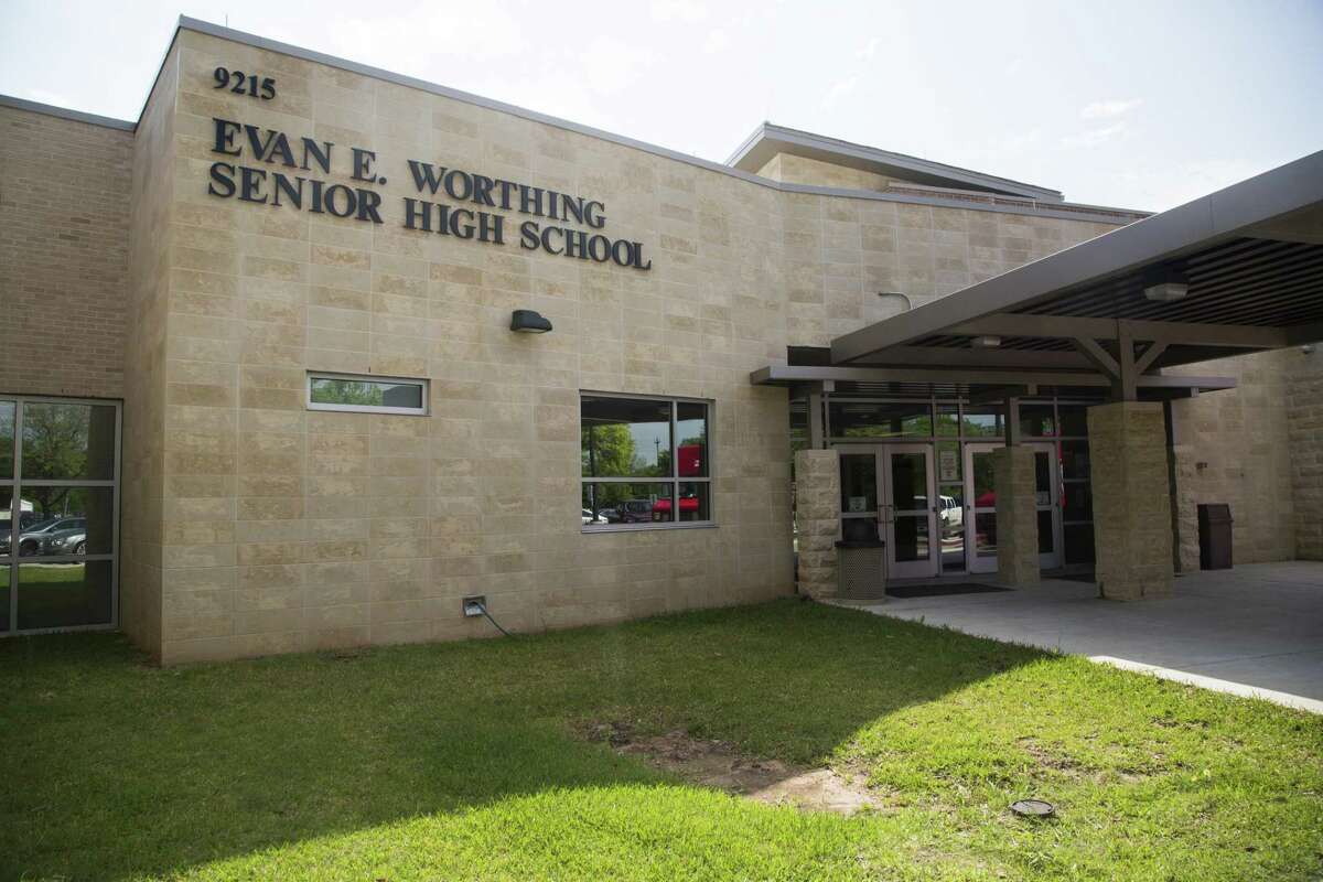 Entrance of Evan E. Worthing Senior High School located in Houston.