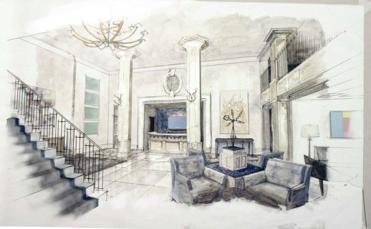 Artist renderings of the renovated Lancaster Hotel in downtown Houston. New owners purchased the hotel a month before Hurricane Harvey. It took on 17 feet of water that filled its basement and went into its lobby and destroyed all of its HVAC and electrical equipment. The hotel will reopen August 2018.