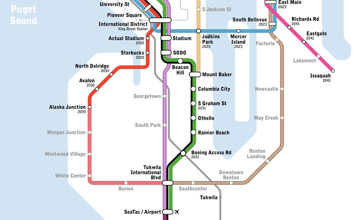 New light rail map shows transit Seattle only dreams of