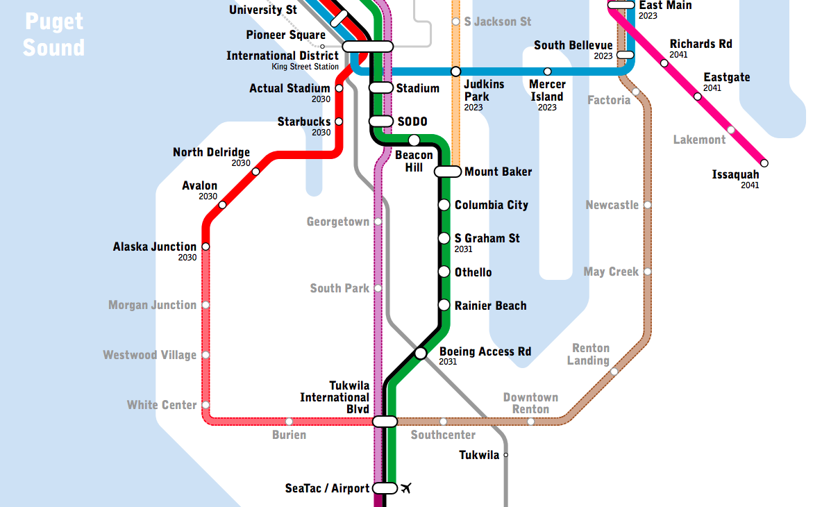 New light rail map shows transit Seattle only dreams of