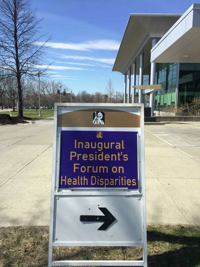 The University at Albany held its first-ever president’s forum on health disparities Tuesday. The event convened nationally recognized experts to discuss barriers to health and healthcare in New York as part of ongoing efforts to tackle minority health disparities. (Bethany Bump / Times Union)