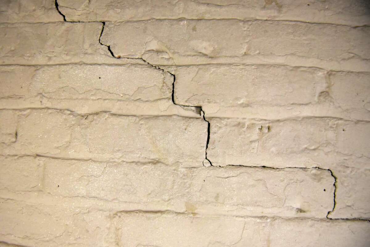 An interior basement wall crack is visible in the Greene County Jail on Tuesday, April 24, 2018, in Catskill, N.Y. Sheriff Gregory Seeley shut down his jail late last week, sending all of his prisoners to neighboring county jail because of the decaying state of the structure. The sheriff and Greene County are at odds over details of a new jail. (Will Waldron/Times Union)