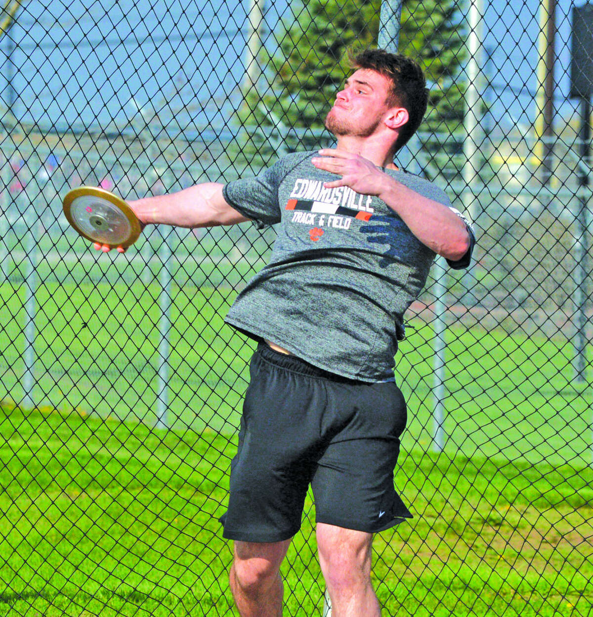 EHS sophomore Jacob Morrissey competes in the discus.