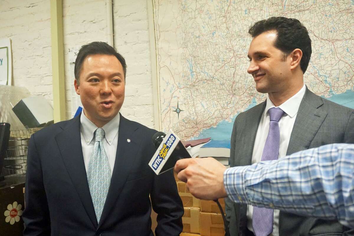 State Rep. William Tong, D-Stamford, (left) was endorsed for attorney general by Rep. Mike D'Agostino, D-Hamden, on Wednesday.