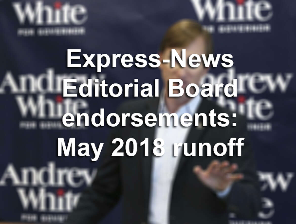 Find out the candidates the San Antonio Express-News Editorial Board endorses in the 2018 runoff elections. Early voting is from May 14-18, and election day is on May 22.