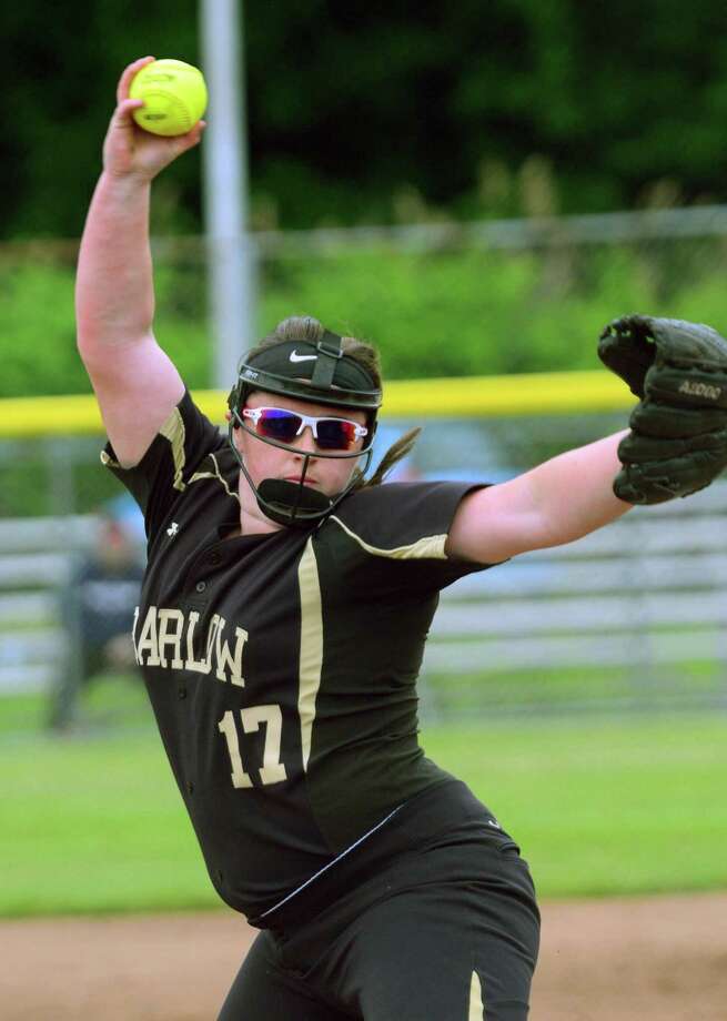 Joel Barlow's Claire McCann pitches against Fitch during Class L softball action in West Haven, Conn. on Thursday June 8, 2017. Photo: Christian Abraham / Hearst Connecticut Media / Connecticut Post