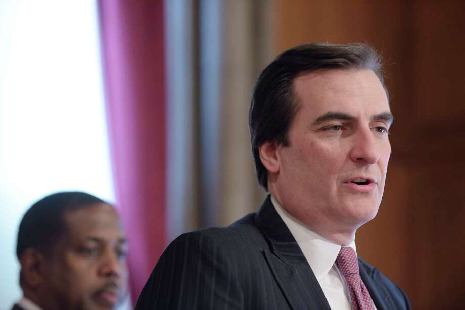 Senate Democrat Deputy Leader Michael Gianaris talks about gun violence at a press conference at the Capitol on Tuesday, Feb. 6, 2018, in Albany, N.Y.  The Senate Democrats unveiled a series of bills they say would keep guns away from dangerous individuals and protect communities.  (Paul Buckowski/Times Union) Photo: PAUL BUCKOWSKI / (Paul Buckowski/Times Union)