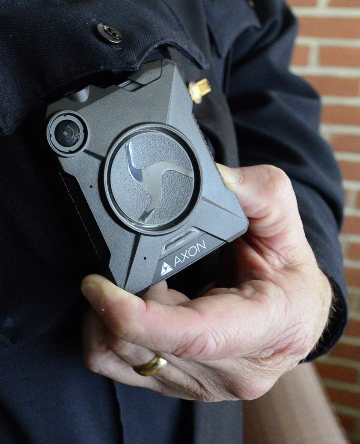 An Axon Flex 2 HD camera, photographed on Wednesday, March 14, 2018 at police headquarters in Stamford, Connecticut, will soon be worn by all patrol officers in the department. Body-worn cameras are recording devices police officers wear as part of their uniforms to document what they see as they perform their duties.