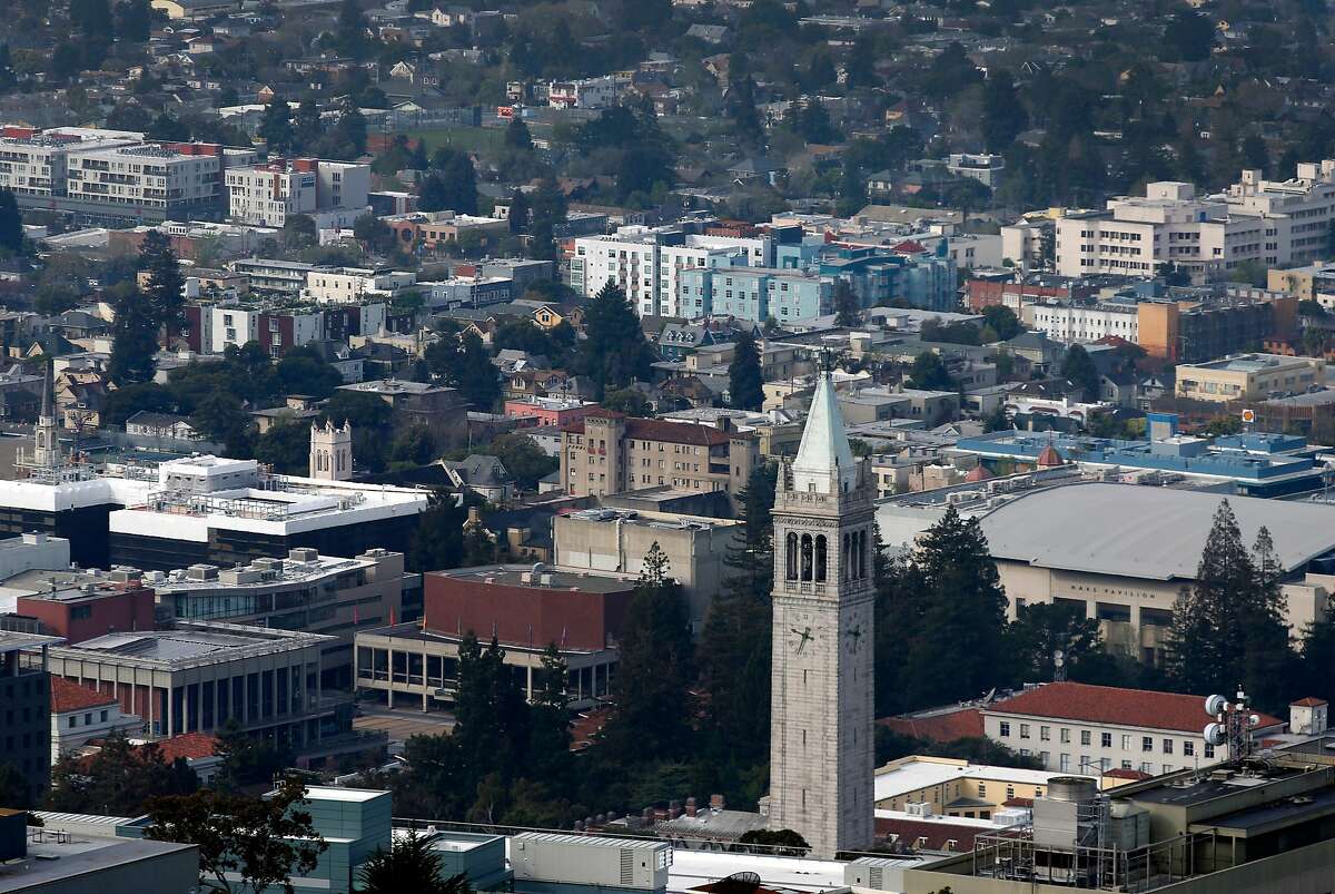 Sather Tower and the UC Berkeley campus on Saturday, March 31, 2018.