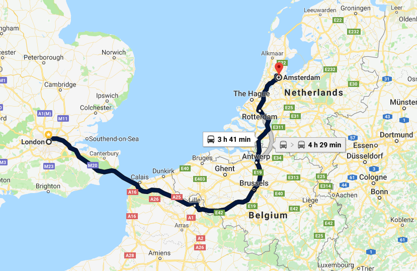 train travel from london to amsterdam