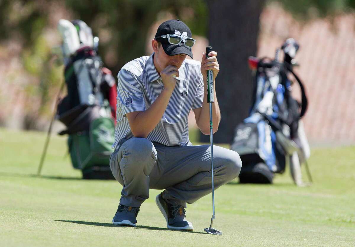 Brett Startz of Magnolia waits to putt on the 9th green during the final round of the Region III-5A tournament at La Torretta Lake Resort & Spa, Thursday, April 26, 2018, in Montgomery.