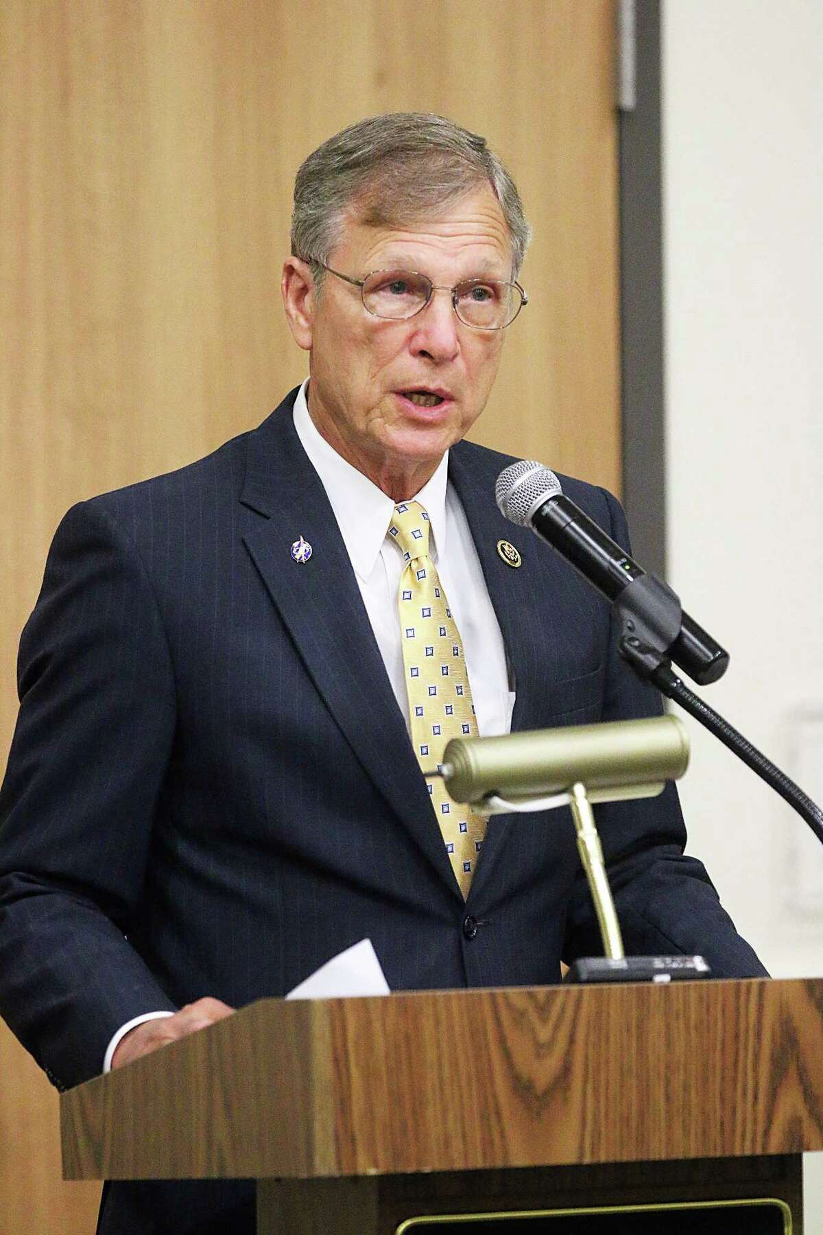 Congressman Dr. Brian Babin, R-Woodville, spoke to the Dayton Rotary Club recently at the Dayton Community Center. He is an Air Force veteran.