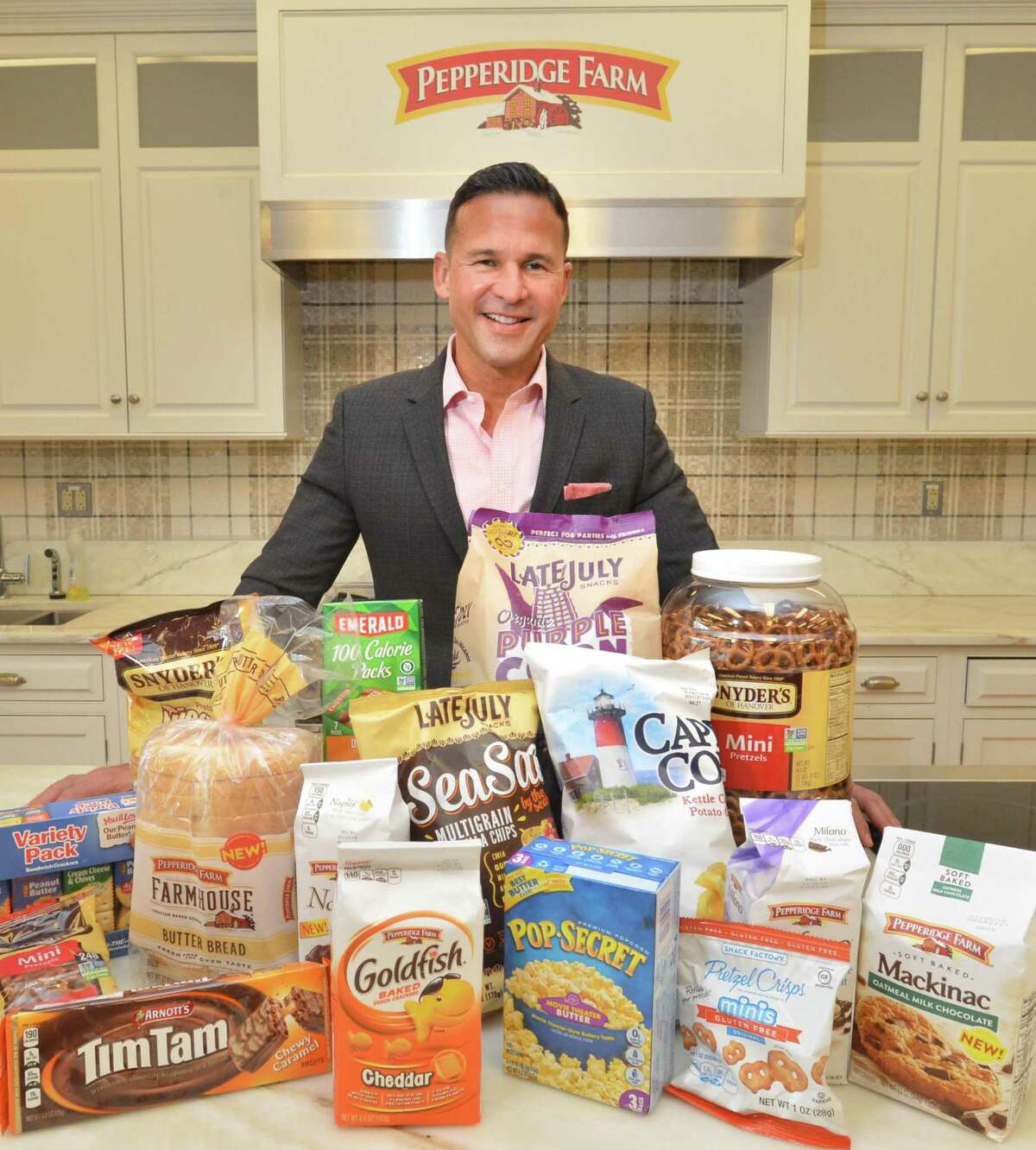 Carlos Abrams-Rivera, president of the Campbell’s Snacks division of Campbell Soup, in mid-April 2018 at subsidiary Pepperidge Farm’s corporate offices in Norwalk Conn.