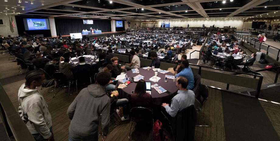 A large number of attendees were on hand for the New York State My Brother's Keeper Symposium held in the Rockefeller Plaza Convention Center on Friday, &nbsp;April 26, 2018, in Albany, N.Y. According to the New York State Department of Education, "The MBK Symposium presents an opportunity for individuals from various constituencies to share best practices and strategize on solutions to critical issues impacting students, particularly boys and young men of color".  (Skip Dickstein/Times Union) Photo: SKIP DICKSTEIN, Albany Times Union / 40043628A